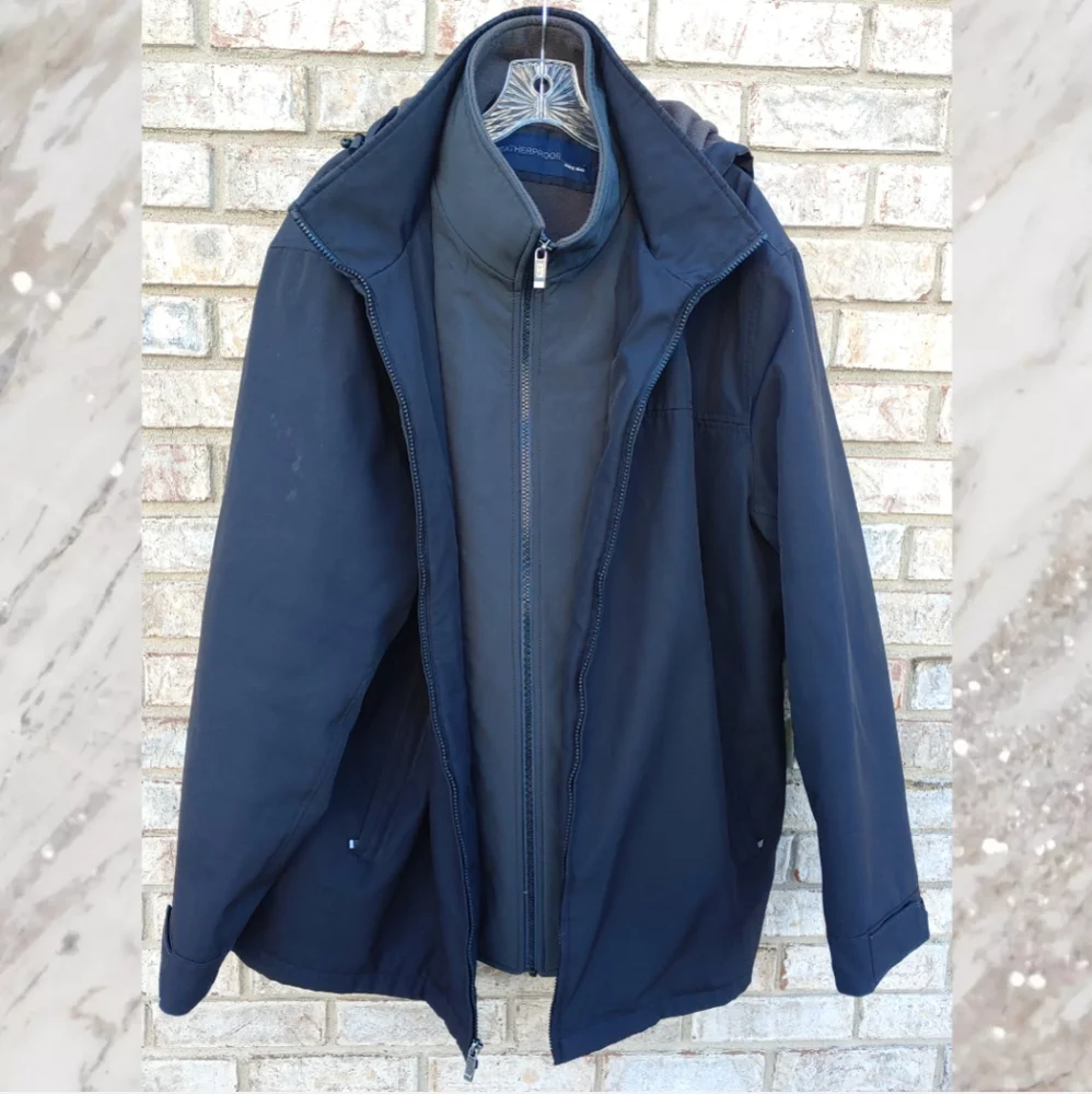 *Weather Ready* Weatherproof Men's Water Resistant Jacket w/Hood Black XL - Picture 3 of 6